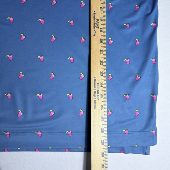 Footjoy Polo Medium Cocktail Drinks AOP Blue Lisle Performance Golf Men Shirt - Picture 5 of 10